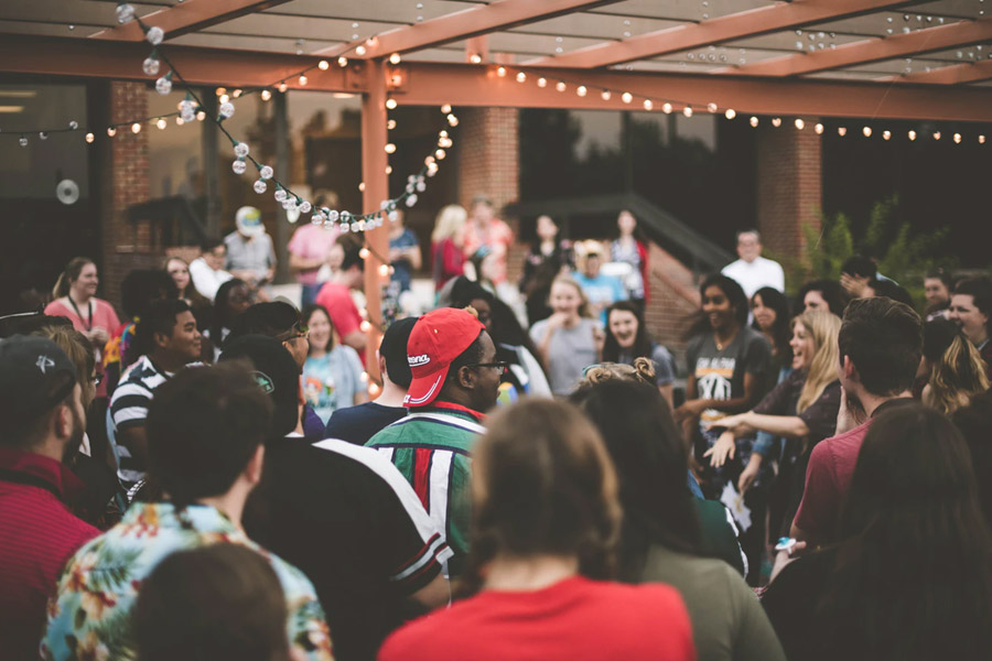 group of students gathered at a party