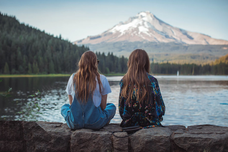 Two girls talking