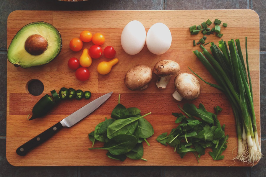 healthy food on a chopping board